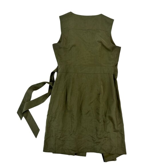 Banana Republic Wrap Midi Dress Green Career Sleeveless Size 12 - Picture 2 of 13